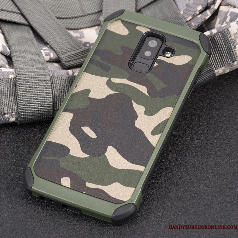 Hoesje Samsung Galaxy A6+ Siliconen Trend Anti-fall, Hoes Samsung Galaxy A6+ Scheppend Dikke Camouflage