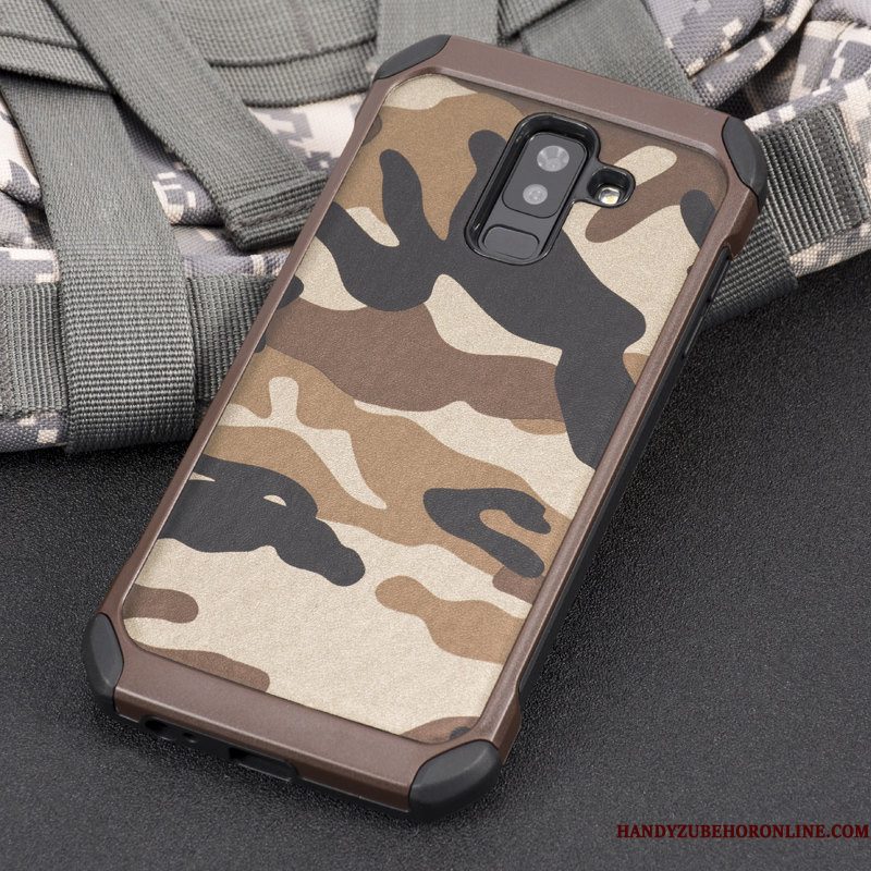 Hoesje Samsung Galaxy A6+ Siliconen Trend Anti-fall, Hoes Samsung Galaxy A6+ Scheppend Dikke Camouflage