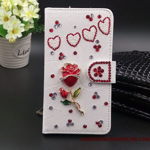 Hoesje Samsung Galaxy A6+ Strass Hanger Rood, Hoes Samsung Galaxy A6+ Bescherming Telefoon Koel