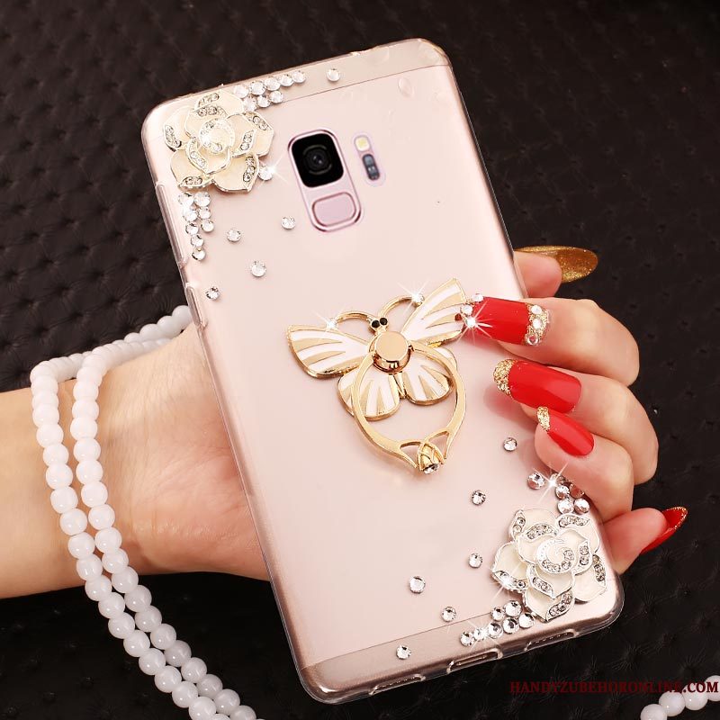 Hoesje Samsung Galaxy A6 Strass Pu Hanger, Hoes Samsung Galaxy A6 Siliconen Doorzichtigtelefoon