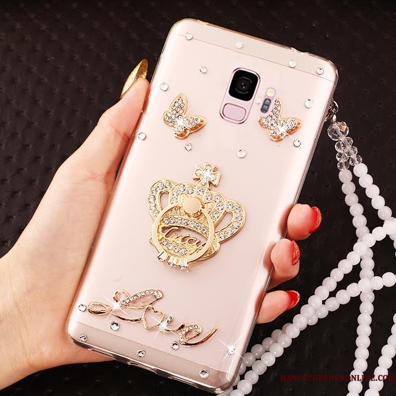 Hoesje Samsung Galaxy A6 Strass Pu Hanger, Hoes Samsung Galaxy A6 Siliconen Doorzichtigtelefoon