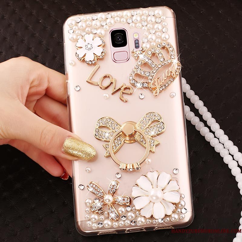 Hoesje Samsung Galaxy A6 Strass Pu Hanger, Hoes Samsung Galaxy A6 Siliconen Doorzichtigtelefoon