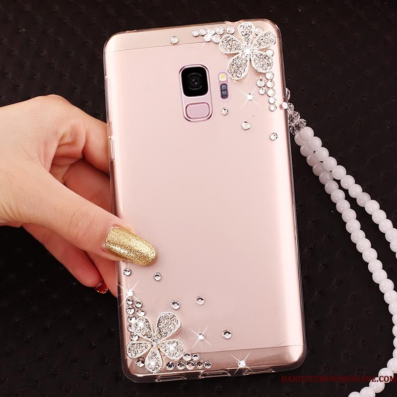 Hoesje Samsung Galaxy A6 Strass Pu Hanger, Hoes Samsung Galaxy A6 Siliconen Doorzichtigtelefoon