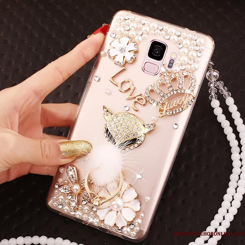 Hoesje Samsung Galaxy A6 Strass Pu Hanger, Hoes Samsung Galaxy A6 Siliconen Doorzichtigtelefoon