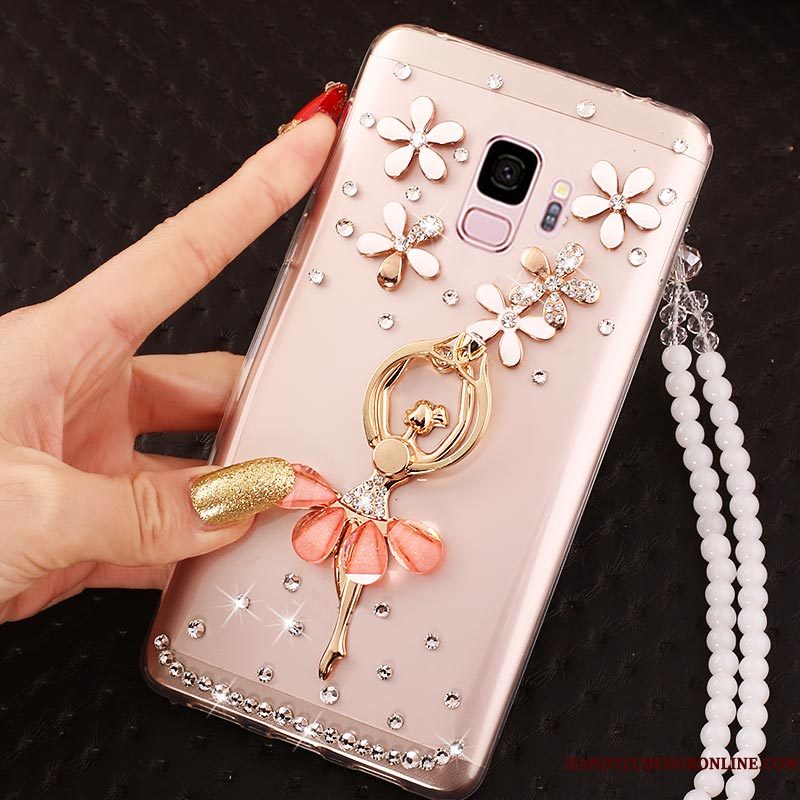 Hoesje Samsung Galaxy A6 Strass Pu Hanger, Hoes Samsung Galaxy A6 Siliconen Doorzichtigtelefoon