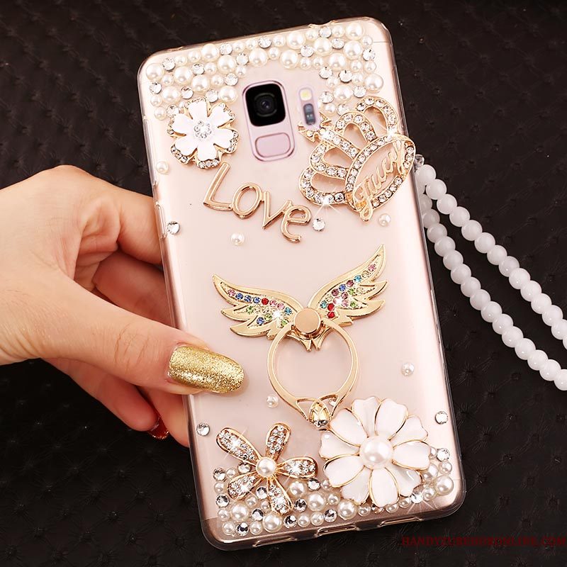 Hoesje Samsung Galaxy A6 Strass Pu Hanger, Hoes Samsung Galaxy A6 Siliconen Doorzichtigtelefoon