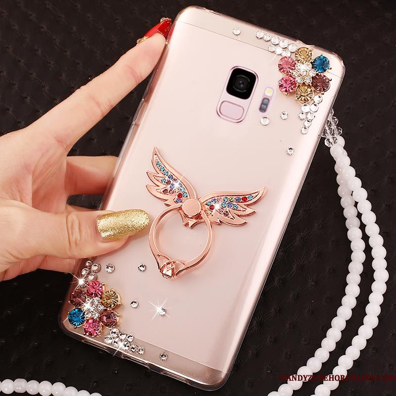 Hoesje Samsung Galaxy A6 Strass Pu Hanger, Hoes Samsung Galaxy A6 Siliconen Doorzichtigtelefoon