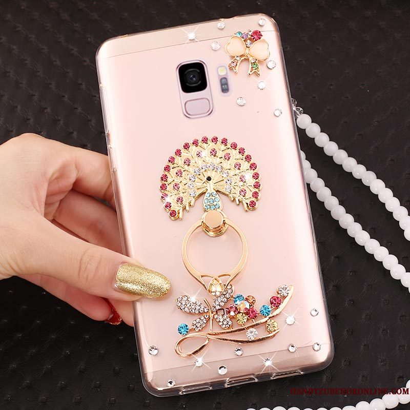 Hoesje Samsung Galaxy A6 Strass Pu Hanger, Hoes Samsung Galaxy A6 Siliconen Doorzichtigtelefoon