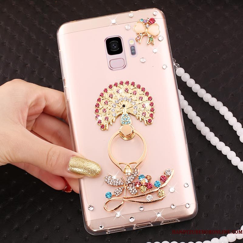 Hoesje Samsung Galaxy A6 Strass Pu Hanger, Hoes Samsung Galaxy A6 Siliconen Doorzichtigtelefoon