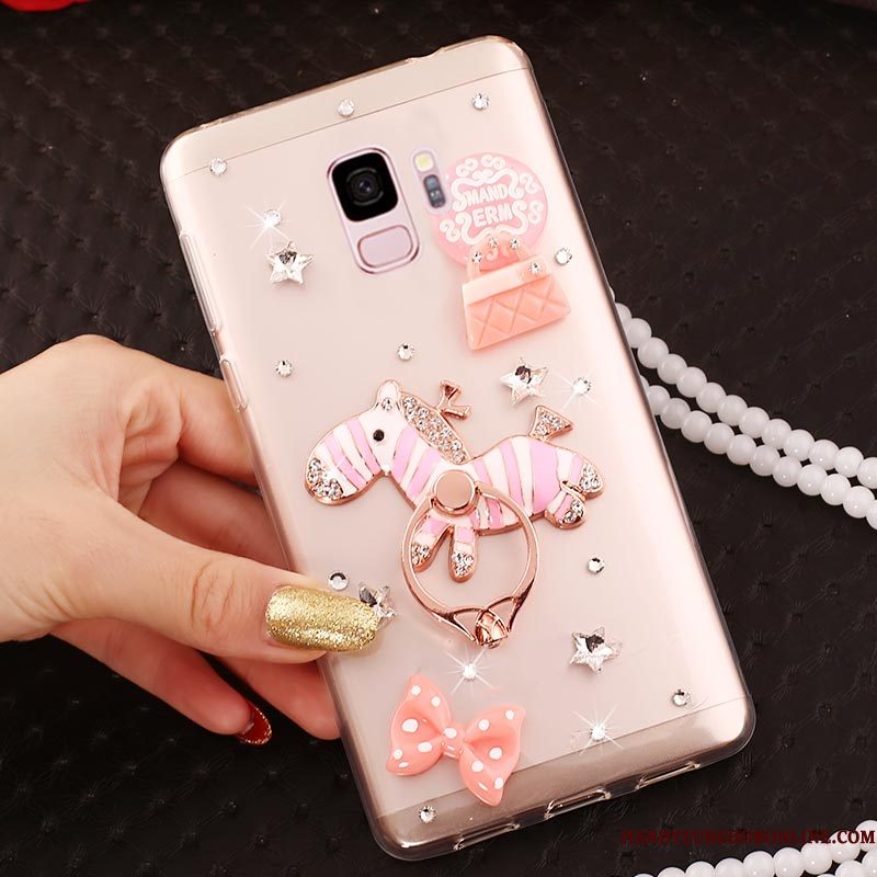 Hoesje Samsung Galaxy A6 Strass Pu Hanger, Hoes Samsung Galaxy A6 Siliconen Doorzichtigtelefoon