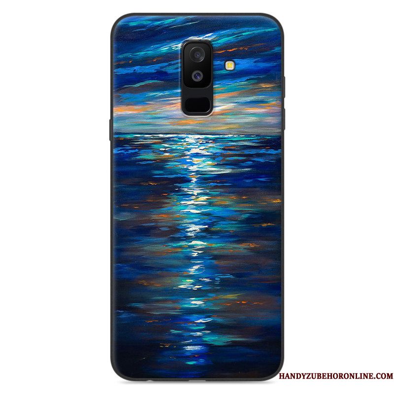 Hoesje Samsung Galaxy A6+ Zacht Anti-falltelefoon, Hoes Samsung Galaxy A6+ Siliconen Purper