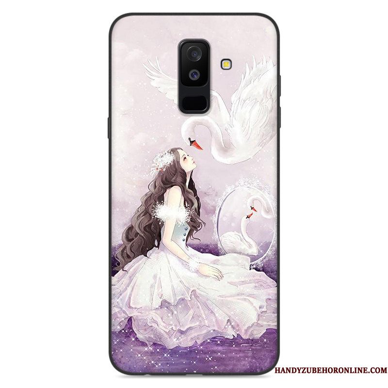 Hoesje Samsung Galaxy A6+ Zacht Anti-falltelefoon, Hoes Samsung Galaxy A6+ Siliconen Purper