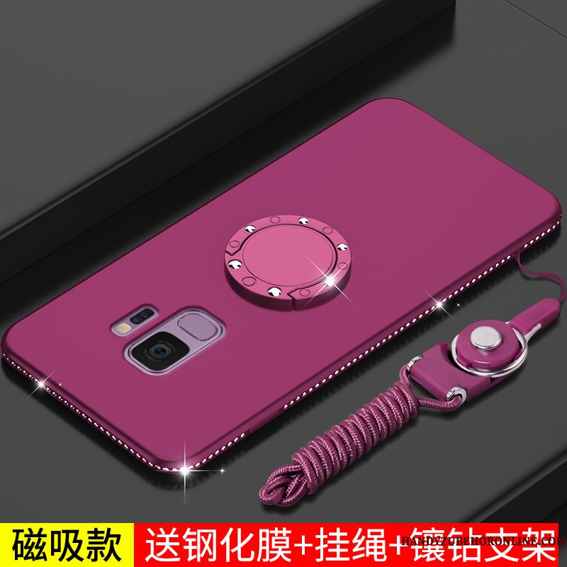 Hoesje Samsung Galaxy A6 Zacht Ringtelefoon, Hoes Samsung Galaxy A6 Trass Purper Rood