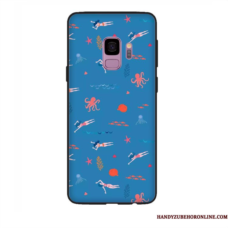 Hoesje Samsung Galaxy A6 Zacht Schoonheid Schrobben, Hoes Samsung Galaxy A6 Reliëf Blauwtelefoon