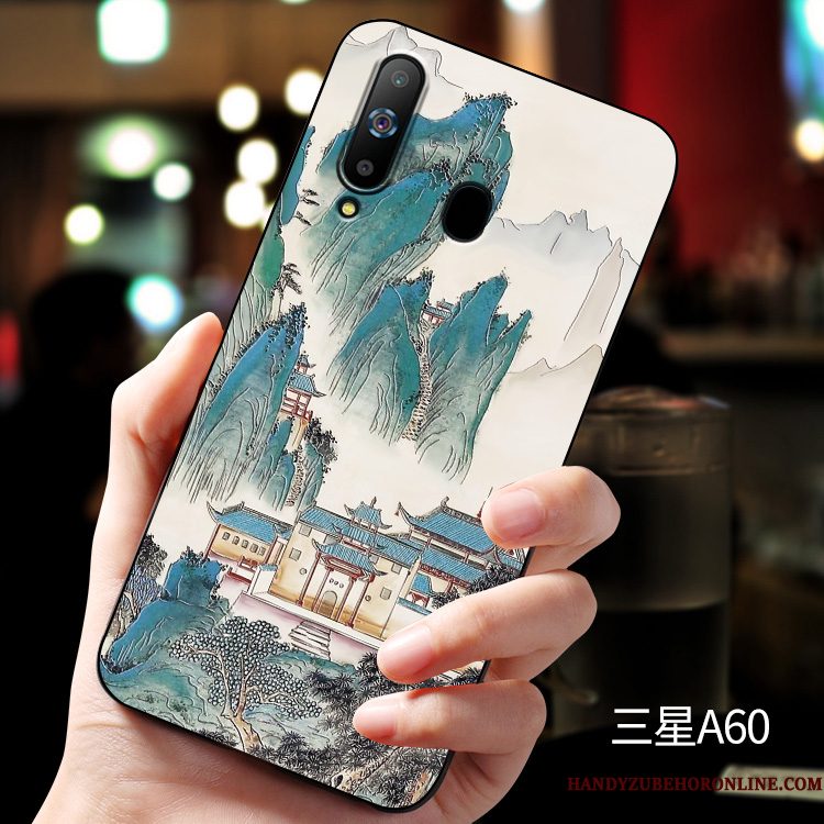 Hoesje Samsung Galaxy A60 Bescherming Pas Anti-fall, Hoes Samsung Galaxy A60 Zakken Groen Schrobben