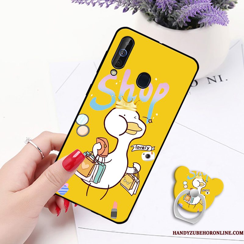 Hoesje Samsung Galaxy A60 Geschilderd Anti-fall Wit, Hoes Samsung Galaxy A60 Siliconen Hangertelefoon