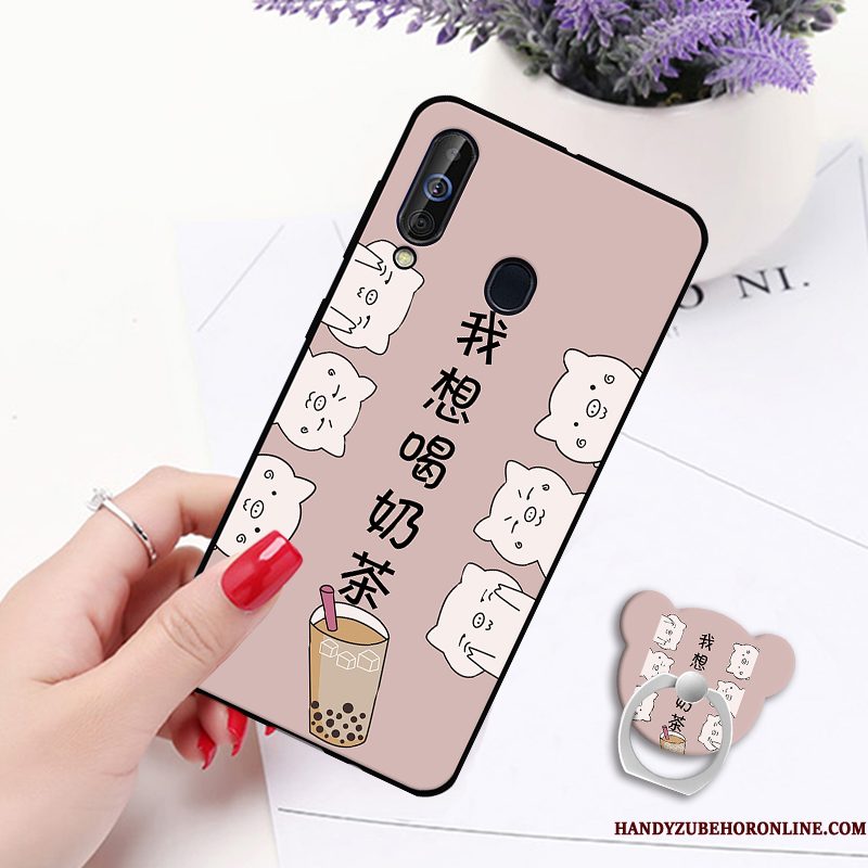 Hoesje Samsung Galaxy A60 Geschilderd Anti-fall Wit, Hoes Samsung Galaxy A60 Siliconen Hangertelefoon