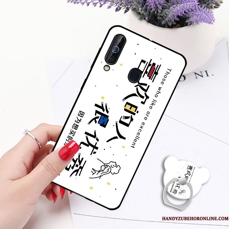 Hoesje Samsung Galaxy A60 Geschilderd Anti-fall Wit, Hoes Samsung Galaxy A60 Siliconen Hangertelefoon