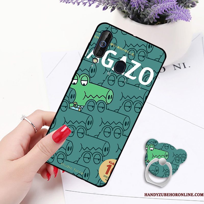 Hoesje Samsung Galaxy A60 Geschilderd Anti-fall Wit, Hoes Samsung Galaxy A60 Siliconen Hangertelefoon