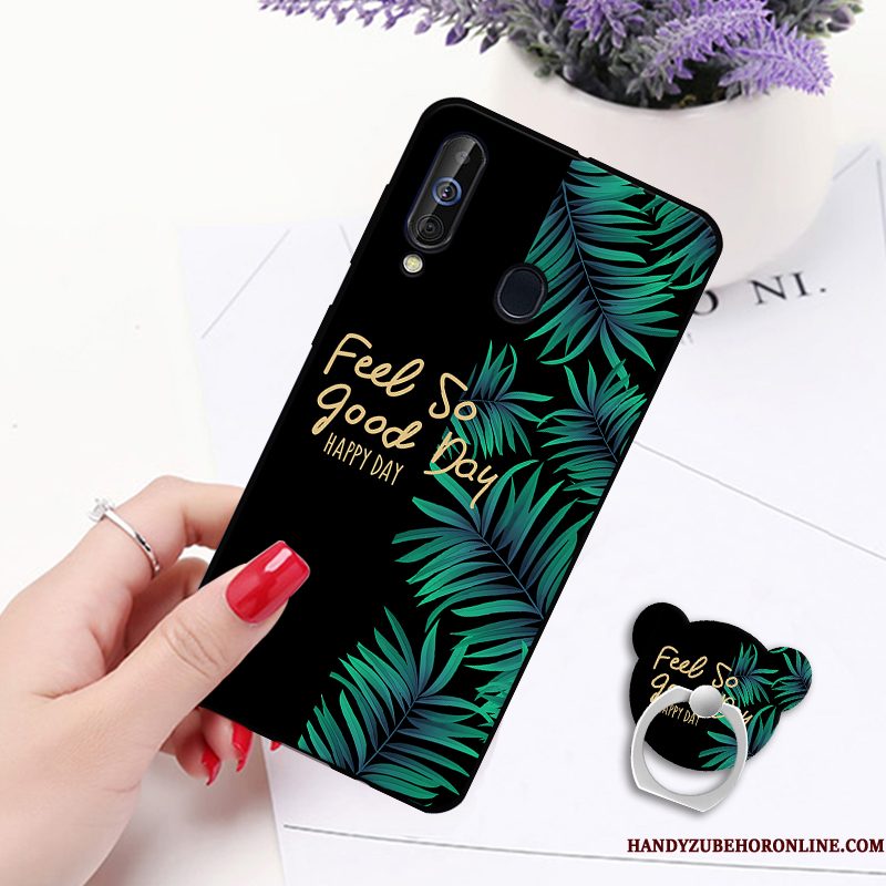 Hoesje Samsung Galaxy A60 Geschilderd Anti-fall Wit, Hoes Samsung Galaxy A60 Siliconen Hangertelefoon