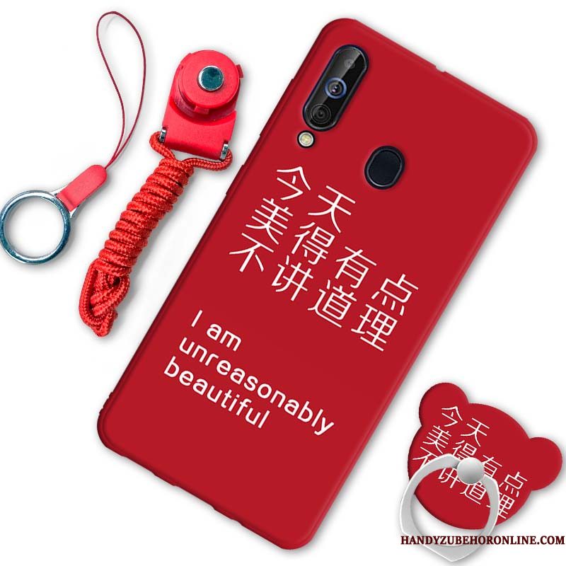 Hoesje Samsung Galaxy A60 Siliconen Telefoon Anti-fall, Hoes Samsung Galaxy A60 Zacht Rood Schrobben