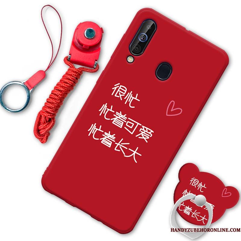 Hoesje Samsung Galaxy A60 Siliconen Telefoon Anti-fall, Hoes Samsung Galaxy A60 Zacht Rood Schrobben