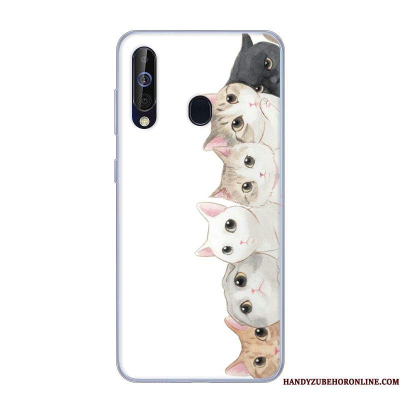 Hoesje Samsung Galaxy A60 Zacht Anti-fall Wit, Hoes Samsung Galaxy A60 Bescherming Telefoon Roze