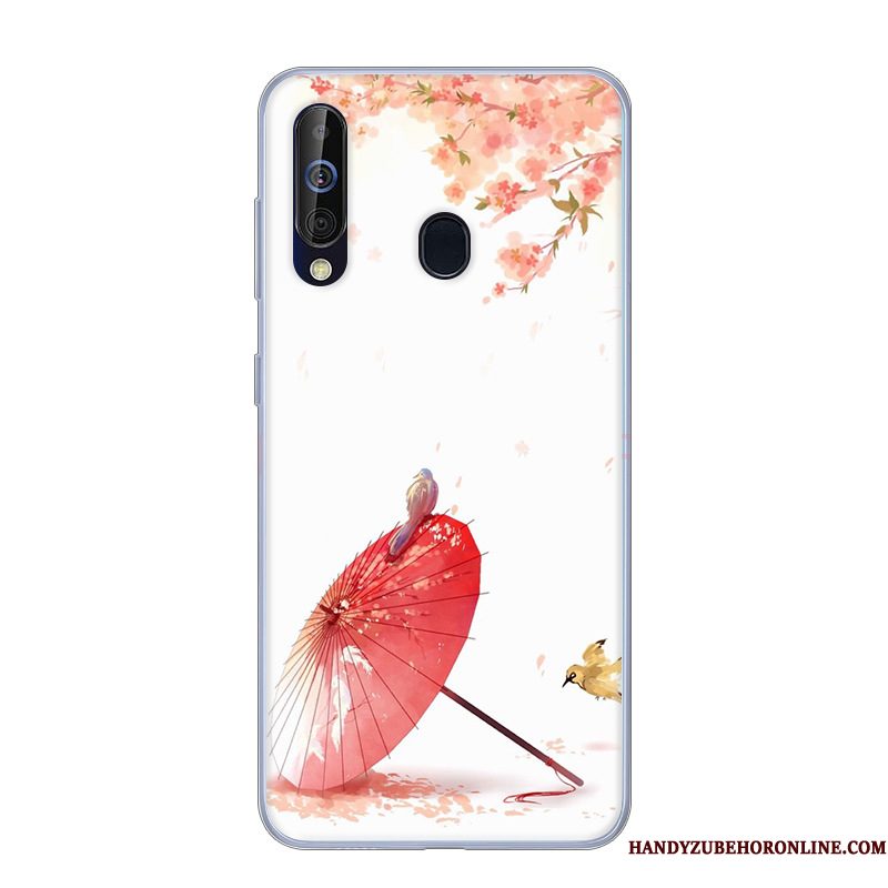 Hoesje Samsung Galaxy A60 Zacht Anti-fall Wit, Hoes Samsung Galaxy A60 Bescherming Telefoon Roze