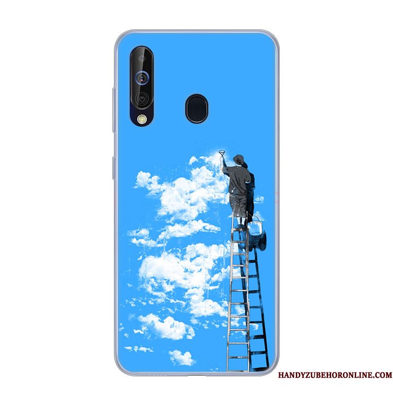 Hoesje Samsung Galaxy A60 Zacht Anti-fall Wit, Hoes Samsung Galaxy A60 Bescherming Telefoon Roze