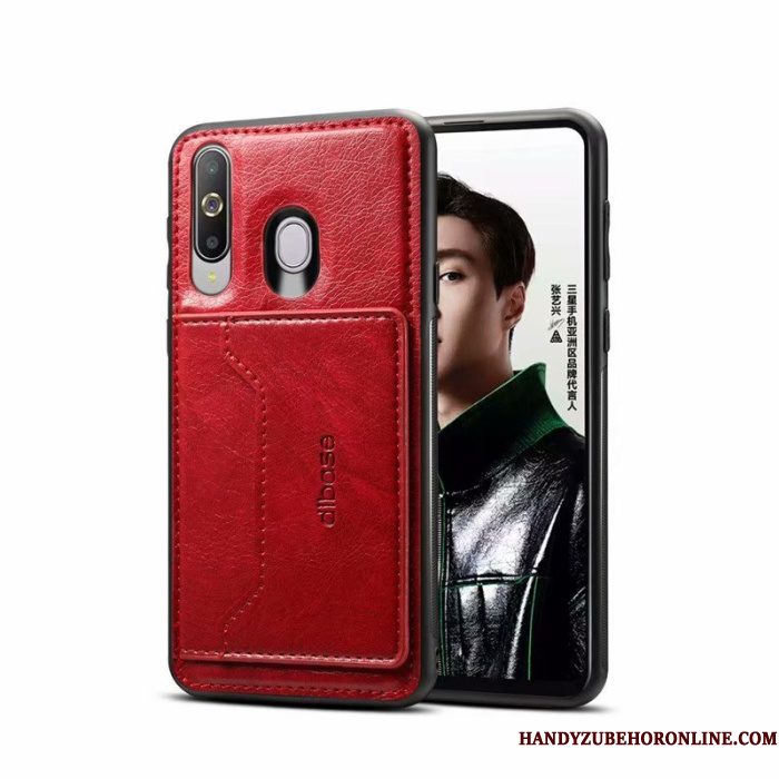 Hoesje Samsung Galaxy A60 Zakken Plating Rood, Hoes Samsung Galaxy A60 Leer Telefoon