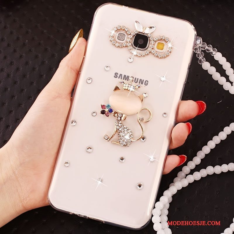 Hoesje Samsung Galaxy A7 2015 Bescherming Anti-fall Hanger, Hoes Samsung Galaxy A7 2015 Strass Telefoon Wit