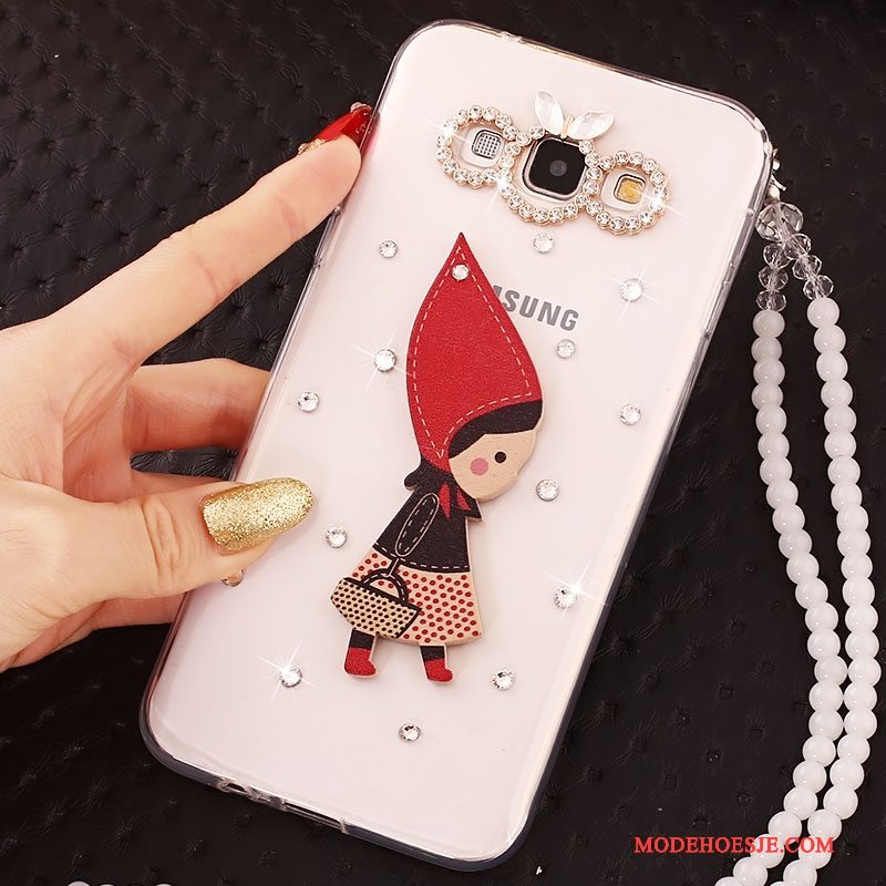 Hoesje Samsung Galaxy A7 2015 Bescherming Anti-fall Hanger, Hoes Samsung Galaxy A7 2015 Strass Telefoon Wit