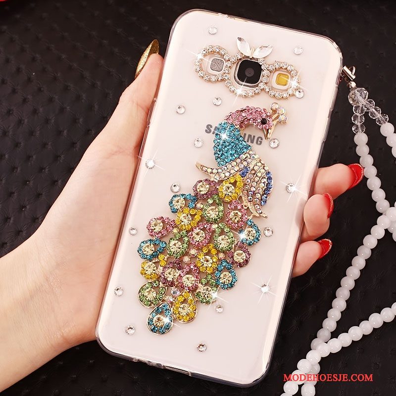 Hoesje Samsung Galaxy A7 2015 Bescherming Anti-fall Hanger, Hoes Samsung Galaxy A7 2015 Strass Telefoon Wit