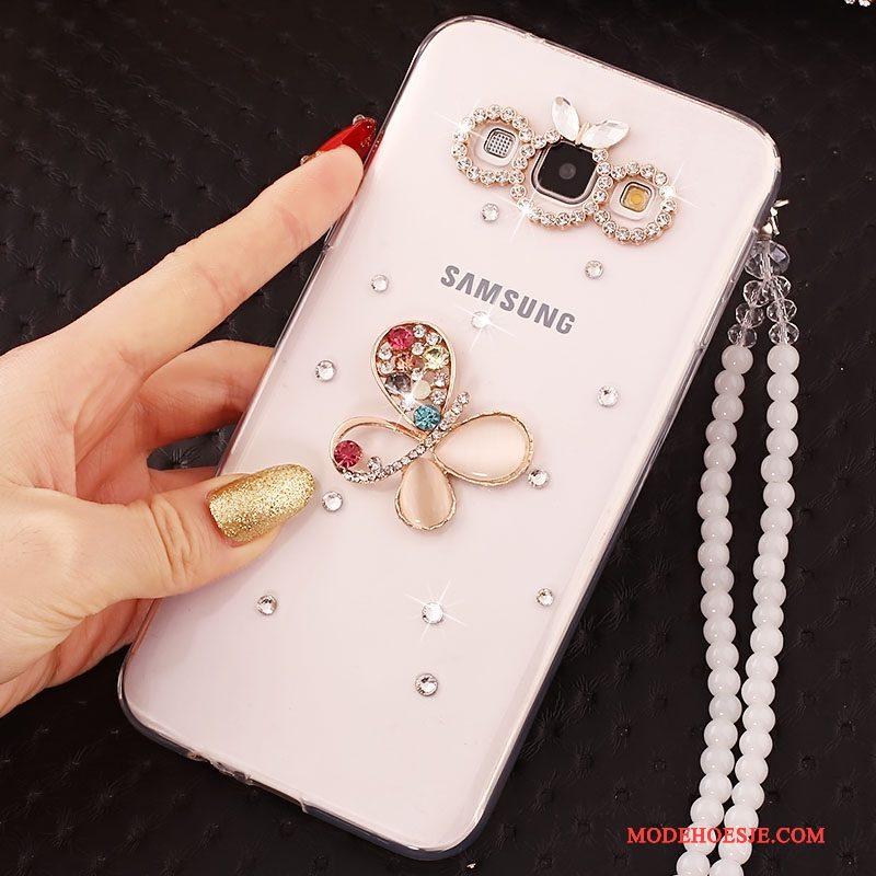 Hoesje Samsung Galaxy A7 2015 Bescherming Anti-fall Hanger, Hoes Samsung Galaxy A7 2015 Strass Telefoon Wit