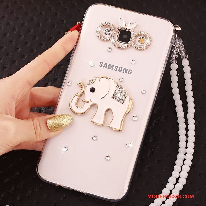 Hoesje Samsung Galaxy A7 2015 Bescherming Anti-fall Hanger, Hoes Samsung Galaxy A7 2015 Strass Telefoon Wit