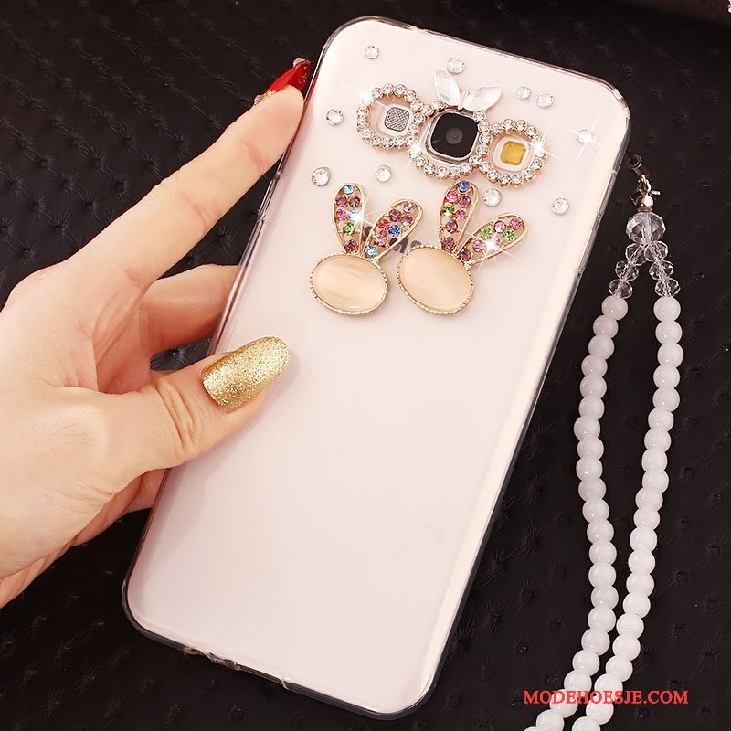 Hoesje Samsung Galaxy A7 2015 Bescherming Anti-fall Hanger, Hoes Samsung Galaxy A7 2015 Strass Telefoon Wit