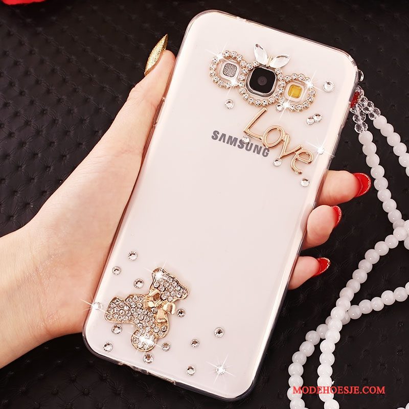 Hoesje Samsung Galaxy A7 2015 Bescherming Anti-fall Hanger, Hoes Samsung Galaxy A7 2015 Strass Telefoon Wit