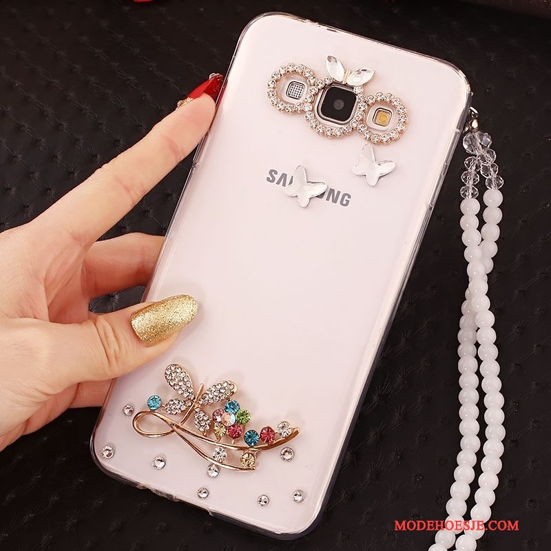 Hoesje Samsung Galaxy A7 2015 Bescherming Anti-fall Hanger, Hoes Samsung Galaxy A7 2015 Strass Telefoon Wit