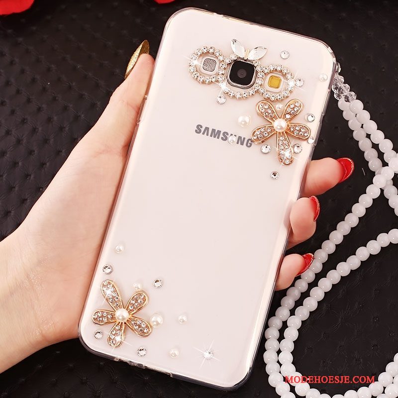 Hoesje Samsung Galaxy A7 2015 Bescherming Anti-fall Hanger, Hoes Samsung Galaxy A7 2015 Strass Telefoon Wit