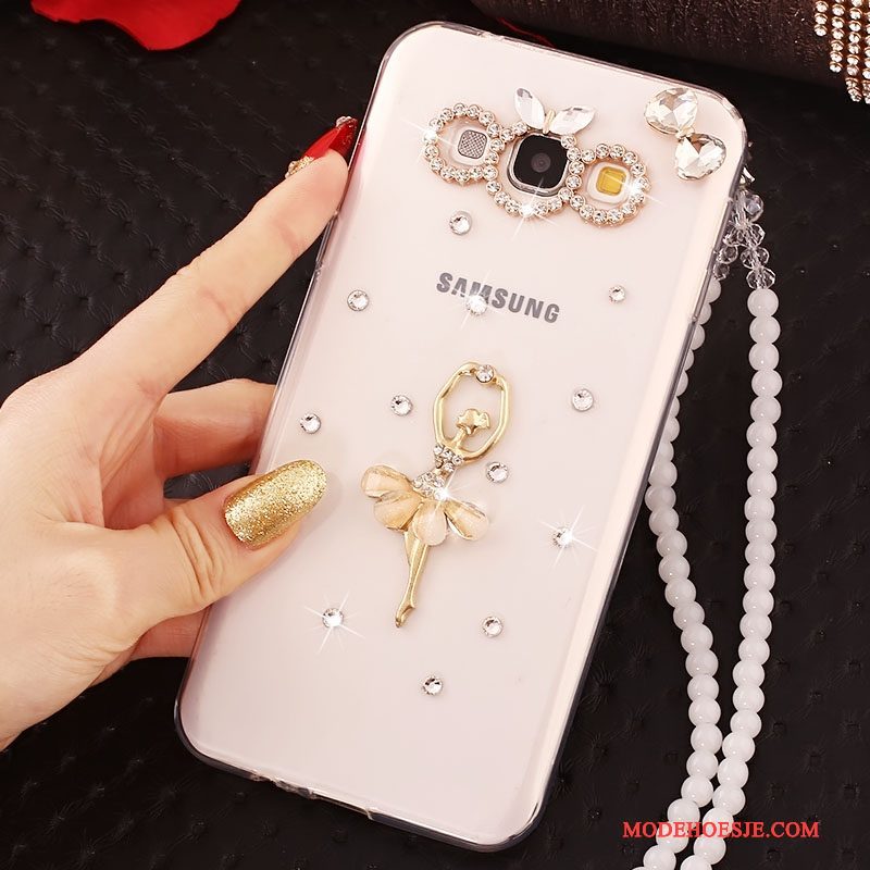 Hoesje Samsung Galaxy A7 2015 Bescherming Anti-fall Hanger, Hoes Samsung Galaxy A7 2015 Strass Telefoon Wit