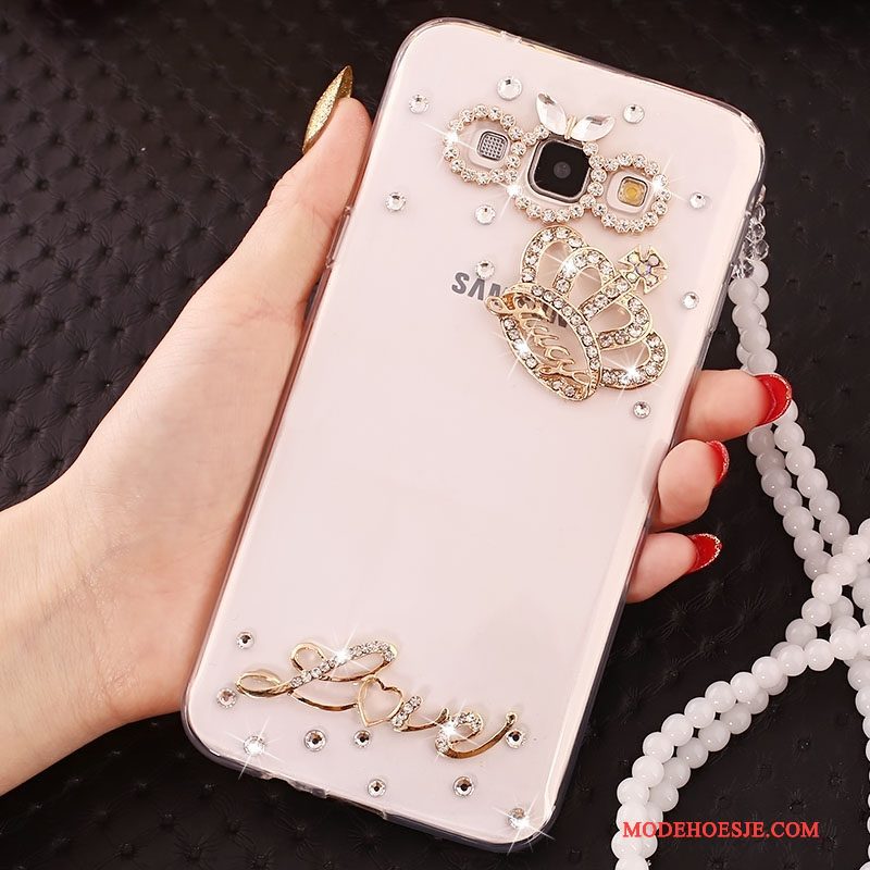 Hoesje Samsung Galaxy A7 2015 Bescherming Anti-fall Hanger, Hoes Samsung Galaxy A7 2015 Strass Telefoon Wit