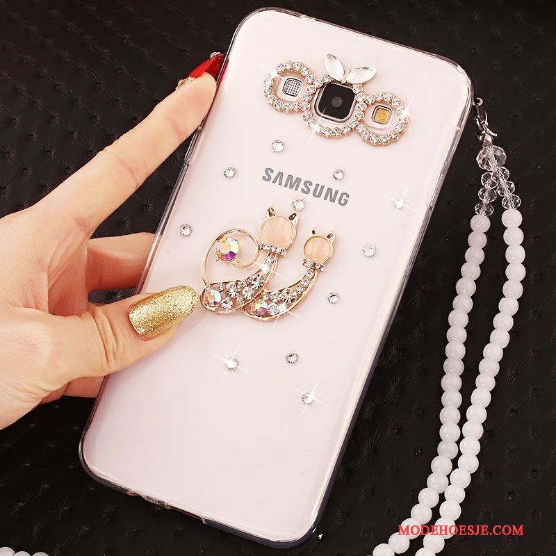 Hoesje Samsung Galaxy A7 2015 Bescherming Anti-fall Hanger, Hoes Samsung Galaxy A7 2015 Strass Telefoon Wit