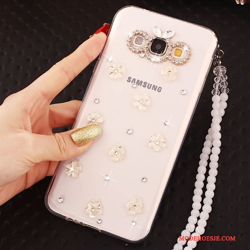 Hoesje Samsung Galaxy A7 2015 Bescherming Anti-fall Hanger, Hoes Samsung Galaxy A7 2015 Strass Telefoon Wit