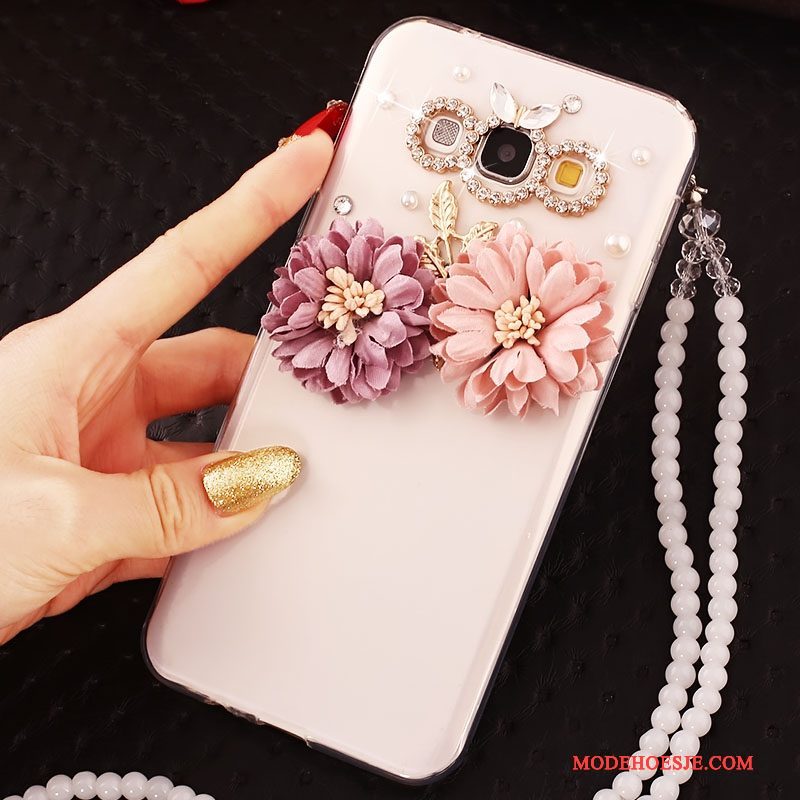 Hoesje Samsung Galaxy A7 2015 Bescherming Anti-fall Hanger, Hoes Samsung Galaxy A7 2015 Strass Telefoon Wit