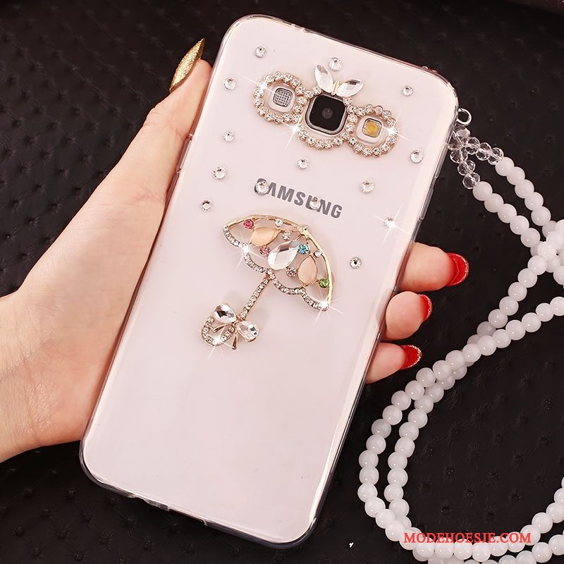 Hoesje Samsung Galaxy A7 2015 Bescherming Anti-fall Hanger, Hoes Samsung Galaxy A7 2015 Strass Telefoon Wit