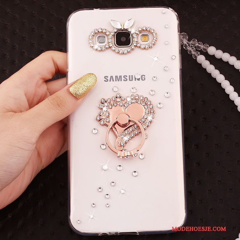 Hoesje Samsung Galaxy A7 2015 Bescherming Hangertelefoon, Hoes Samsung Galaxy A7 2015 Ring Goud