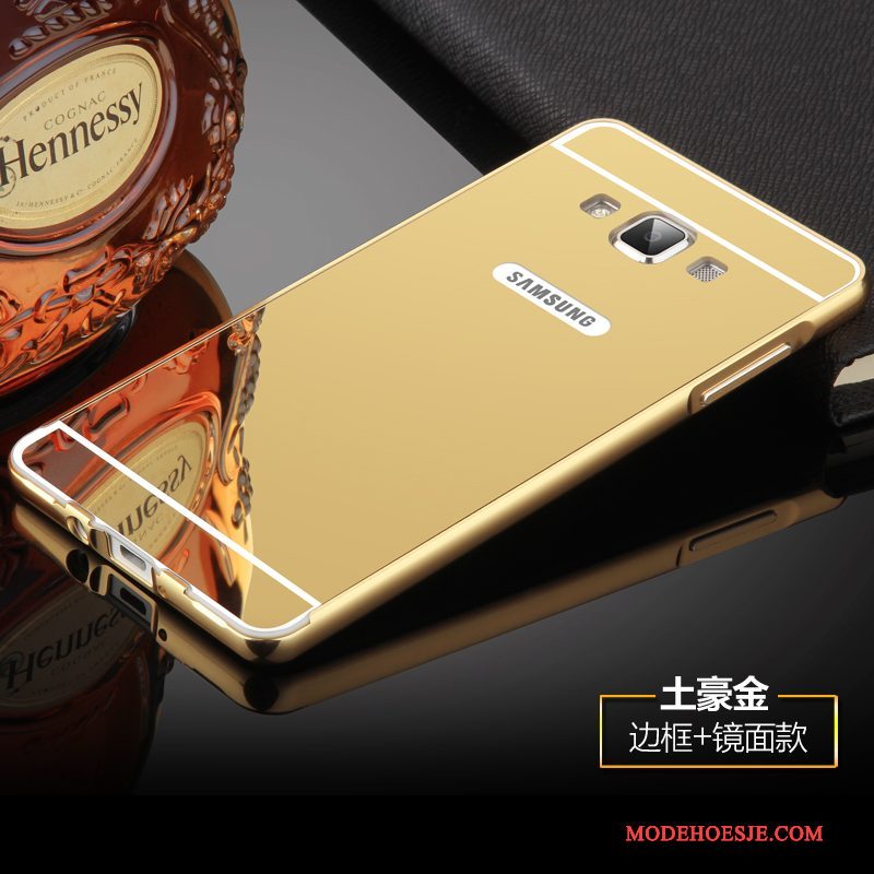 Hoesje Samsung Galaxy A7 2015 Metaal Dun Goud, Hoes Samsung Galaxy A7 2015 Bescherming Omlijsting Achterklep