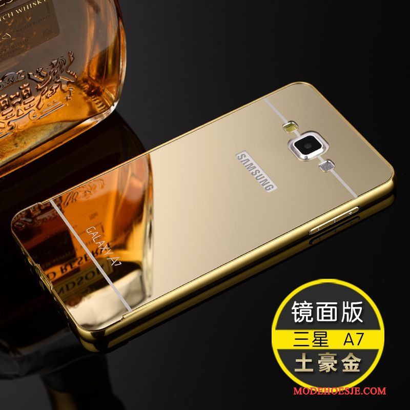 Hoesje Samsung Galaxy A7 2015 Metaal Telefoon Goud, Hoes Samsung Galaxy A7 2015 Bescherming Omlijsting