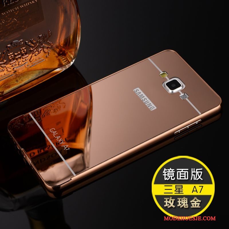 Hoesje Samsung Galaxy A7 2015 Metaal Telefoon Goud, Hoes Samsung Galaxy A7 2015 Bescherming Omlijsting