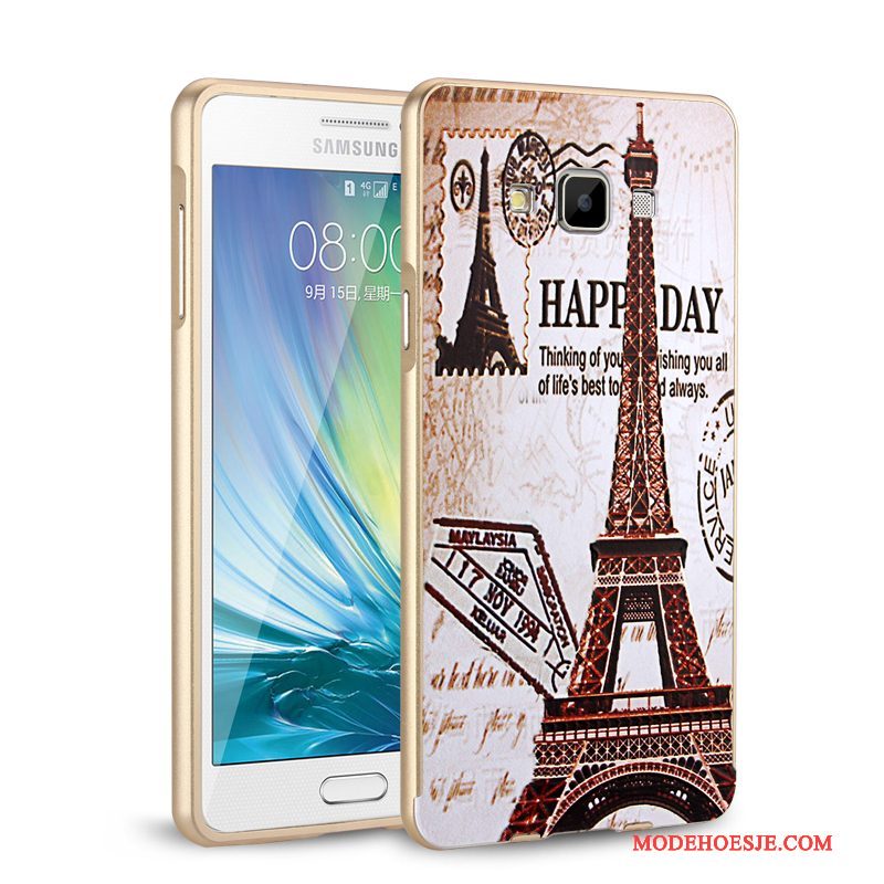 Hoesje Samsung Galaxy A7 2015 Metaal Telefoon Omlijsting, Hoes Samsung Galaxy A7 2015 Bescherming Groen